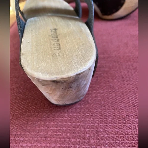 Y2K Vintage Trippen Germany Wood Clogs With Leather Black Straps Sandals 40 - Picture 6 of 12